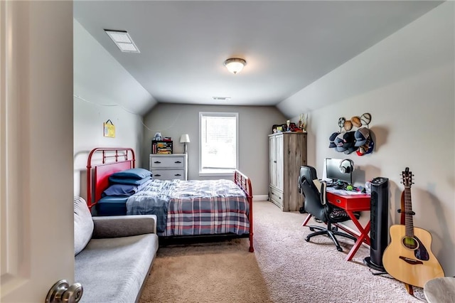 1412 Chapman Cir, Monroe, GA 30656 - carpeted bedroom featuring vaulted ceiling and an office area