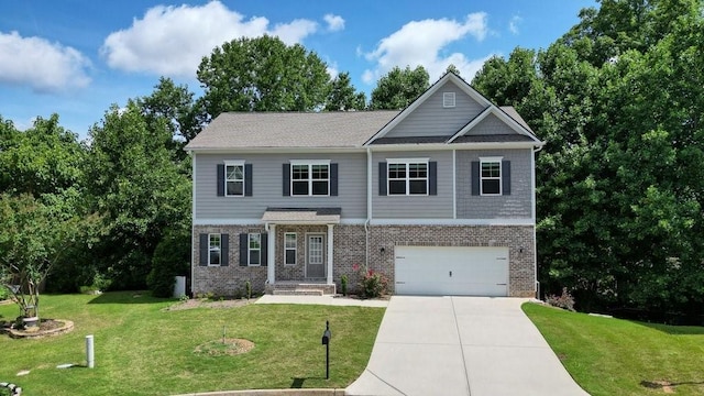 1630 Eaglerock Dr, Suwanee, GA 30024 - view of front of house with brick siding, an attached garage, concrete driveway, and a front lawn