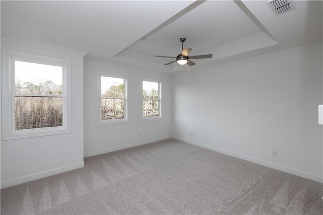 707 Dodd Ln N Unit 164, Buford, GA 30518 - unfurnished room featuring ornamental molding, light carpet, a tray ceiling, baseboards, and a ceiling fan
