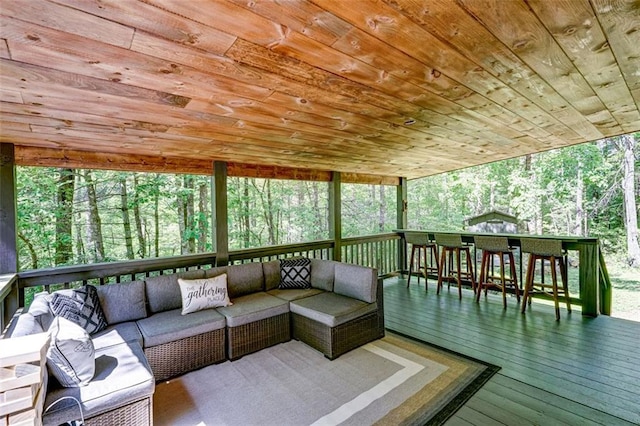 81 Falcon Cir, Ellijay, GA 30540 - wooden deck featuring an outdoor hangout area