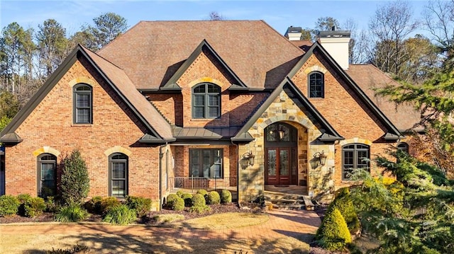 view of front facade featuring french doors