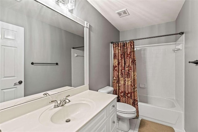 2709 Windrush Dr, Buford, GA 30518 - bathroom featuring toilet, tile patterned flooring, shower / bath combo, and vanity