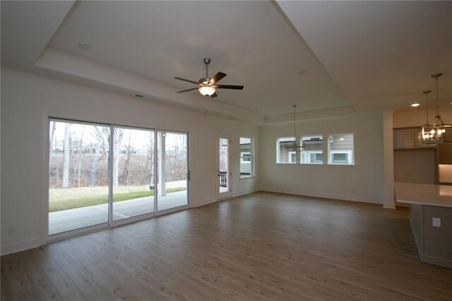 empty room with a raised ceiling