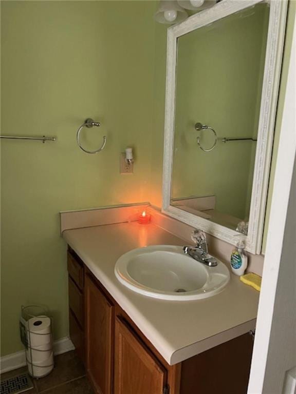 bathroom featuring vanity and tile patterned flooring