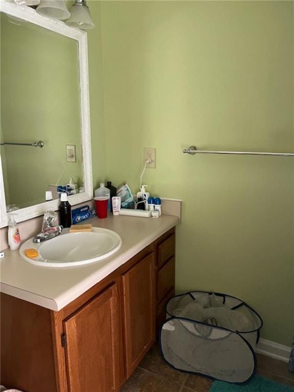 bathroom with vanity and tile patterned floors