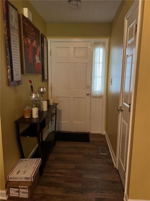 entryway featuring dark wood-type flooring