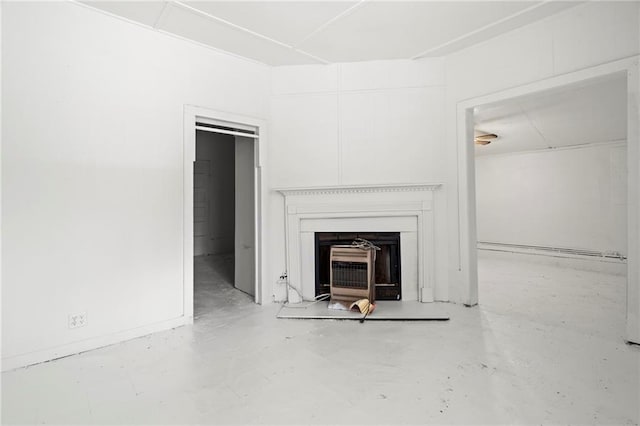 unfurnished living room with a fireplace