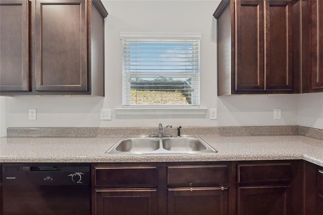 81 Birch River Pointe, Dallas, GA 30132 - kitchen featuring dishwasher, a sink, dark brown cabinetry, and light countertops