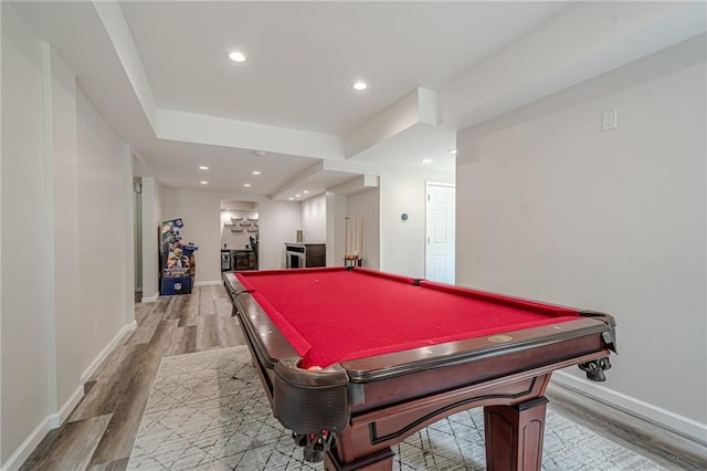 113 Gold Bridge Xing, Canton, GA 30114 - recreation room with light wood-style flooring, billiards, baseboards, and recessed lighting