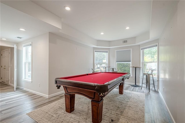 113 Gold Bridge Xing, Canton, GA 30114 - playroom with baseboards, plenty of natural light, light wood-style flooring, billiards table, and recessed lighting