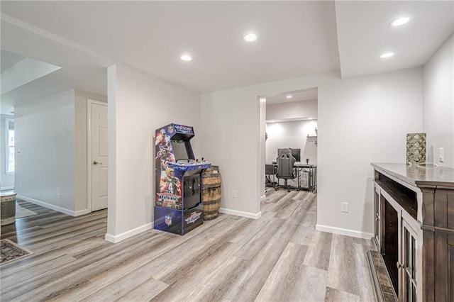 113 Gold Bridge Xing, Canton, GA 30114 - bar area with wood finished floors, baseboards, and recessed lighting