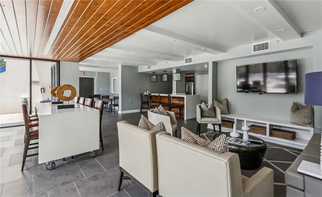 1130 Piedmont Ave NE Unit 410, Atlanta, GA 30309 - living room featuring wooden ceiling and visible vents