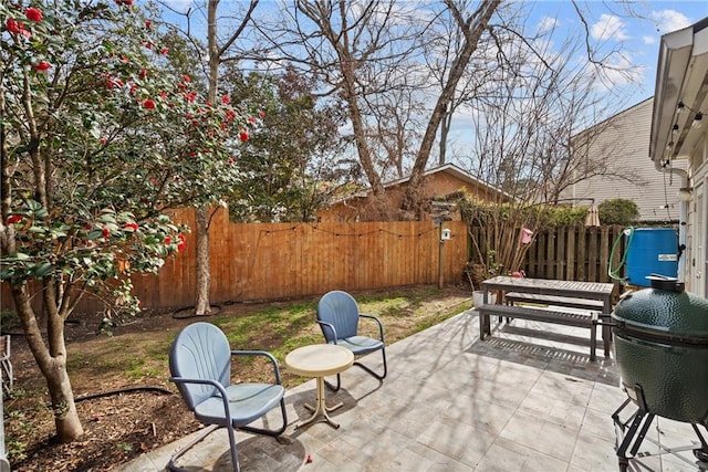 view of patio featuring grilling area and a fenced backyard