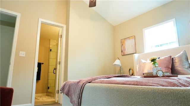 bedroom with vaulted ceiling