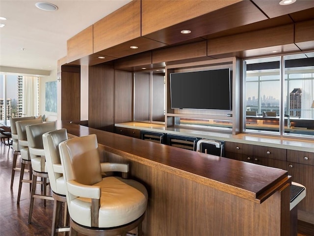 3630 Peachtree Rd NE Unit 2305, Atlanta, GA 30326 - bar area with dark wood-style floors and recessed lighting