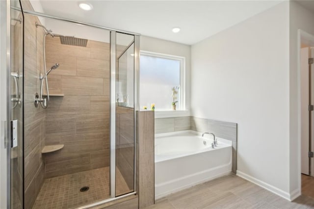 164 Long Leaf St, Dawsonville, GA 30534 - full bath with recessed lighting, a bath, a shower stall, and baseboards
