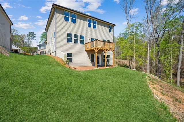164 Long Leaf St, Dawsonville, GA 30534 - rear view of house with a yard and a deck