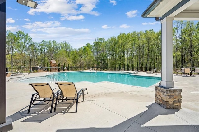 164 Long Leaf St, Dawsonville, GA 30534 - pool with a patio area and fence