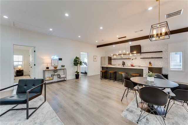 dining area featuring light hardwood / wood-style floors