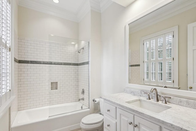 2671 Bohler Rd NW, Atlanta, GA 30327 - bathroom featuring vanity, crown molding, and bathing tub / shower combination