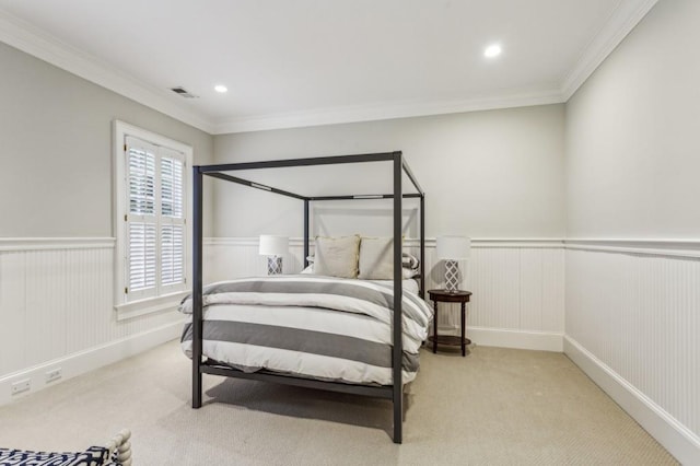 2671 Bohler Rd NW, Atlanta, GA 30327 - bedroom with wainscoting, carpet floors, crown molding, and recessed lighting