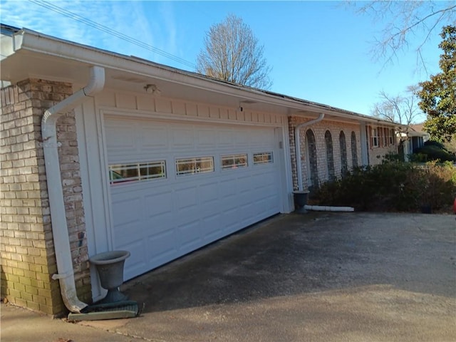 exterior space with a garage