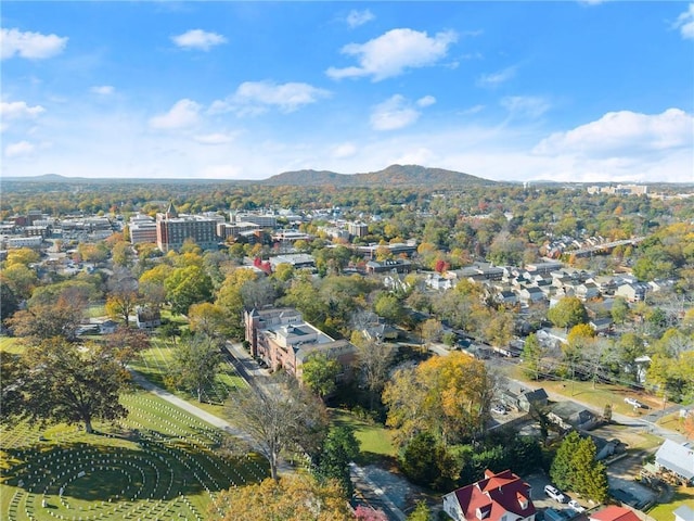 aerial view with a mountain view