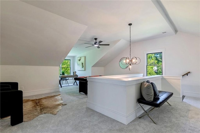 136 Beutell St, Norcross, GA 30071 - living room featuring light carpet, baseboards, and ceiling fan