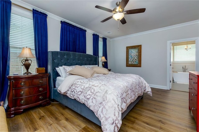 451 Burton Dr Unit 32, Alpharetta, GA 30009 - bedroom featuring wood finished floors, crown molding, baseboards, and ceiling fan