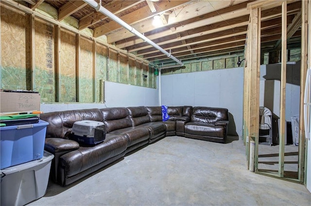 living room with concrete floors