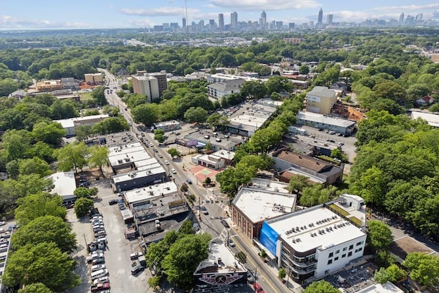 bird's eye view with a city view