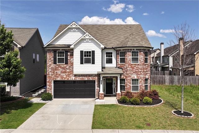 4171 Towncastle Ln, Buford, GA 30518 - view of front of property featuring driveway, an attached garage, brick siding, and roof with shingles