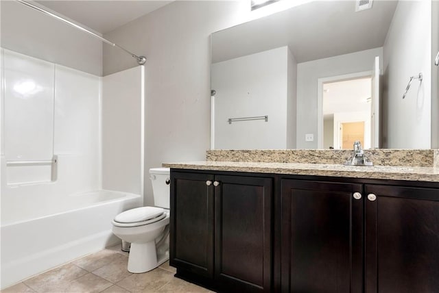 4171 Towncastle Ln, Buford, GA 30518 - bathroom featuring toilet, shower / bath combination, vanity, and tile patterned flooring