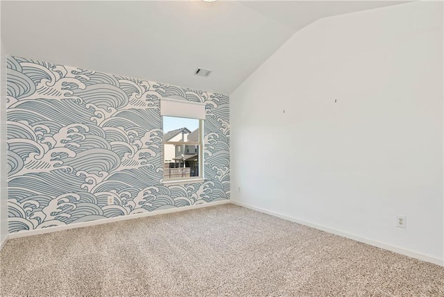 4171 Towncastle Ln, Buford, GA 30518 - unfurnished room with vaulted ceiling, carpet floors, and baseboards
