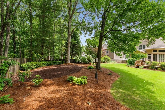 2026 Cresthaven Walk, Woodstock, GA 30189 - view of yard featuring a wooden deck