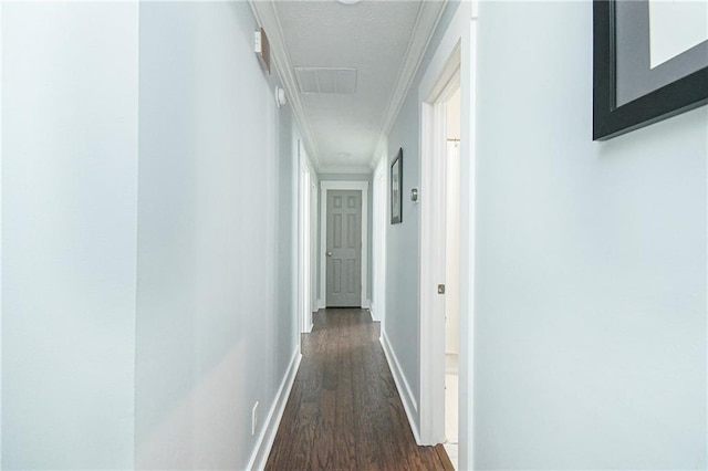 787 Mckendree Lake Way, Lawrenceville, GA 30043 - hallway with attic access, crown molding, and dark wood-style floors