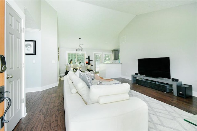 787 Mckendree Lake Way, Lawrenceville, GA 30043 - living room featuring dark wood-type flooring and vaulted ceiling