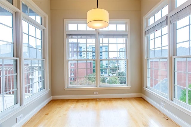 interior space with light hardwood / wood-style flooring