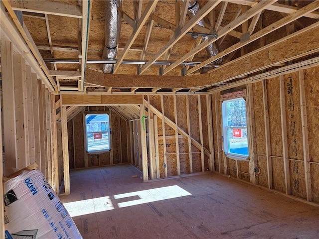 view of unfinished attic