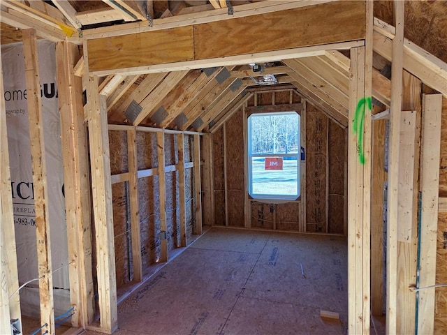 view of unfinished attic