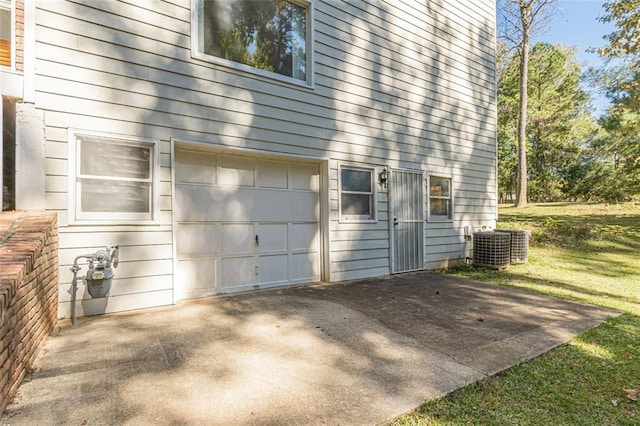 garage featuring central AC unit