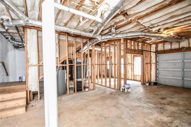 basement featuring water heater