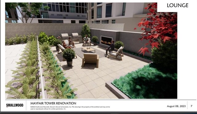 199 14th St NE Unit 2010, Atlanta, GA 30309 - view of patio / terrace featuring an outdoor living space with a fireplace