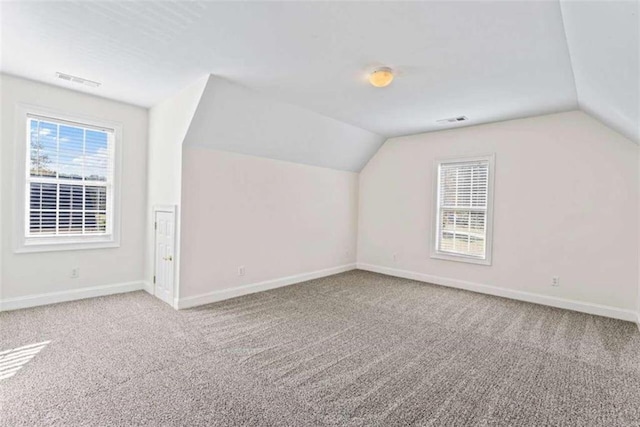 bonus room with carpet and lofted ceiling