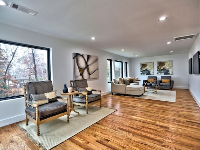 living room featuring light wood-type flooring