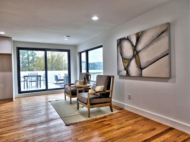 sitting room featuring hardwood / wood-style flooring