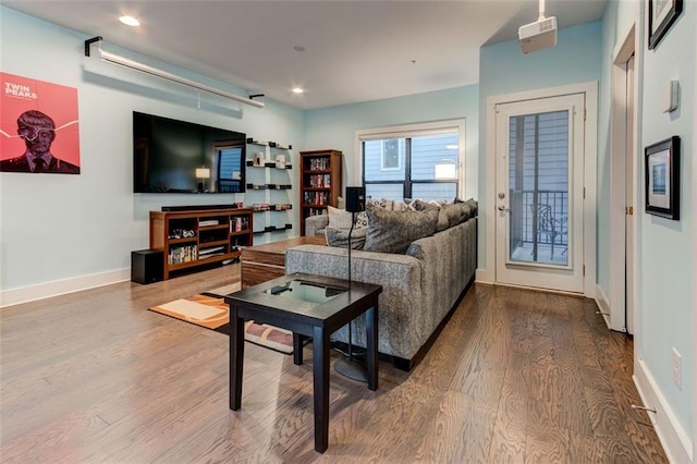 living room featuring hardwood / wood-style flooring