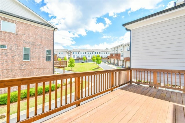 deck with a residential view