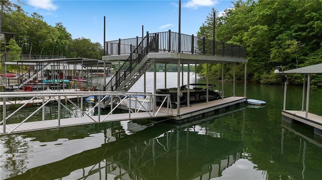 dock area with a water view