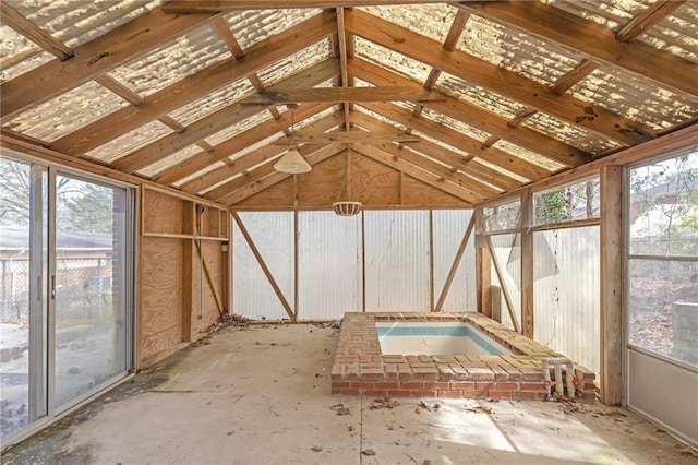 interior space featuring lofted ceiling